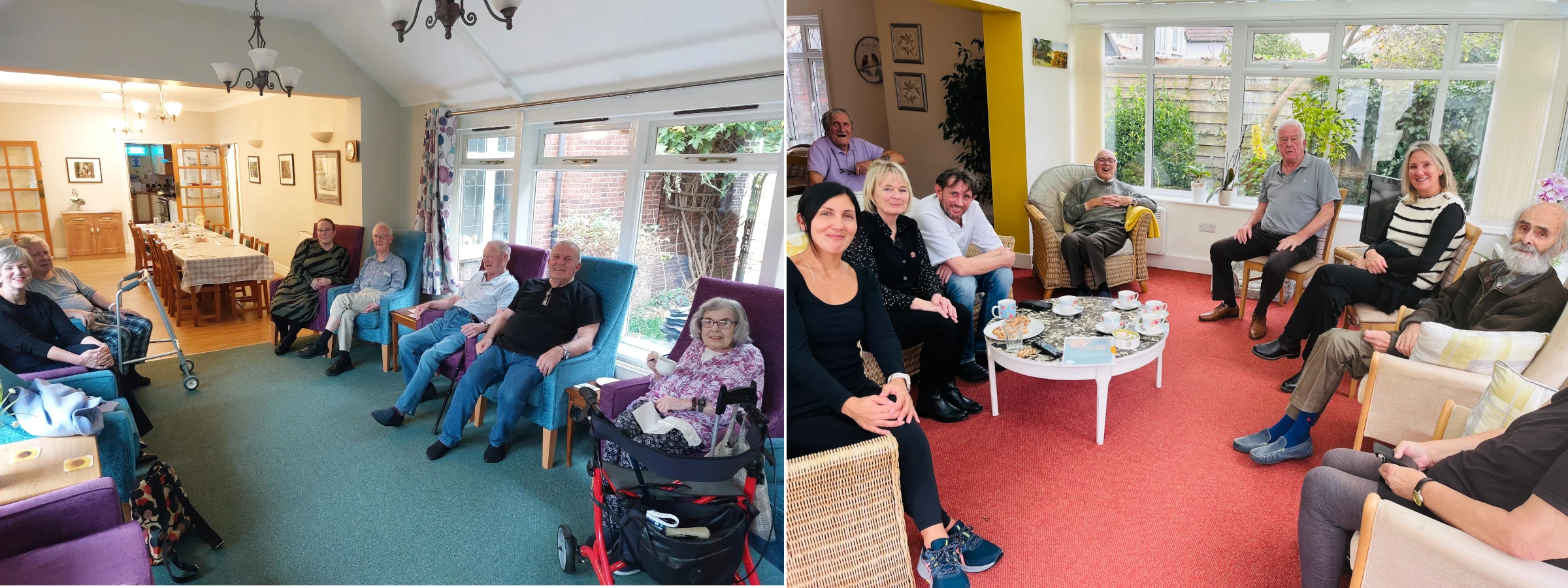 Collage of photos with Lilian Greenwood MP meeting residents at Middleton House Nottingham and Dame Caroline Dinenage MP meeting residents in Gosport