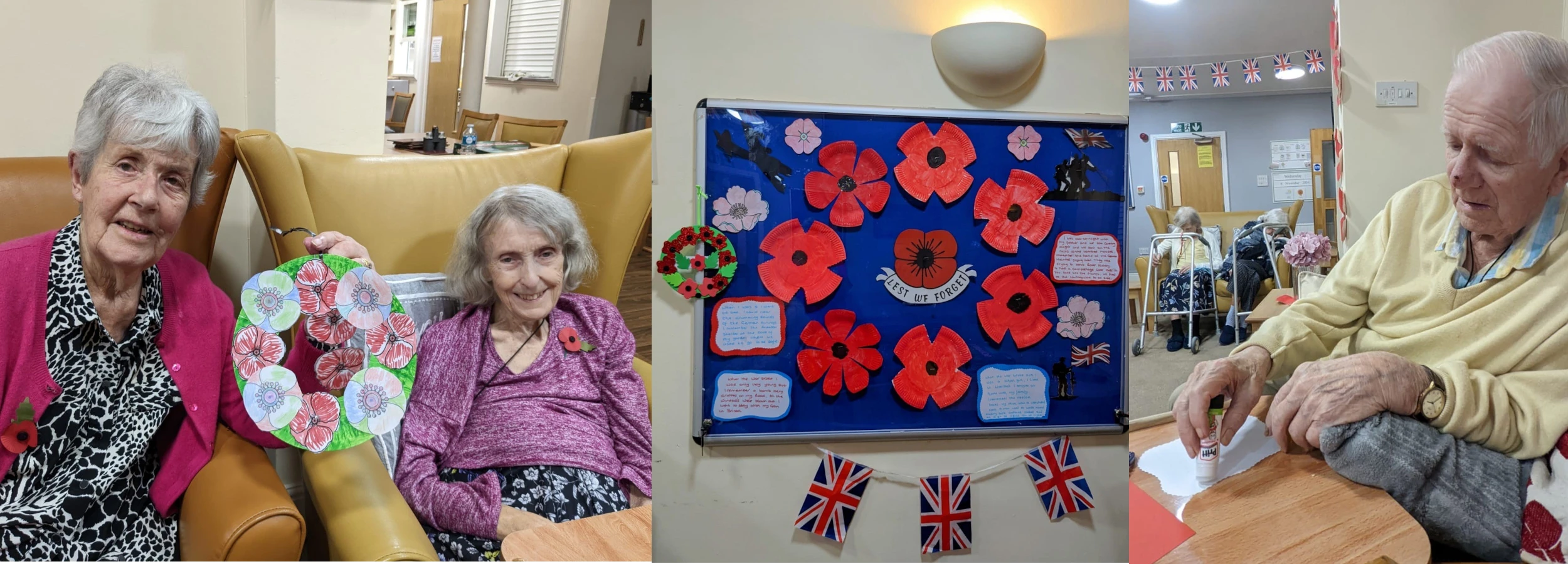 Collage of photos from Abbeyfield House Bramhall's Remembrance Sunday