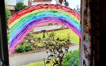 The finished rainbow in the lounge window Image