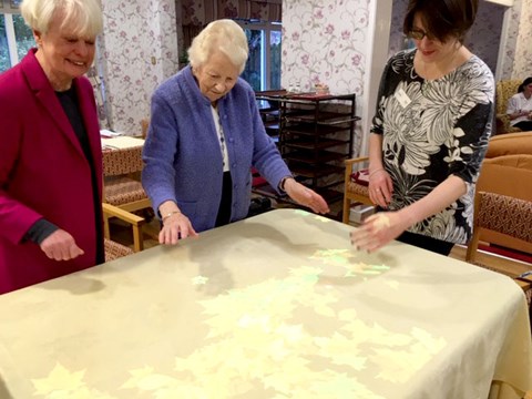 Residents of Abbeyfield Newcastle plating with their new Tovertafel