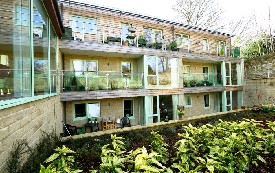A view of the rooms and their glass balconies modern independent living at Ing Royde,